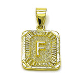 Oro Laminado Fancy Pendant, Gold Filled Style Initials Design, Diamond Cutting Finish, Golden Finish