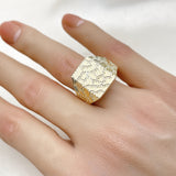 Oro Laminado Mens Ring, Gold Filled Style Diamond Cutting Finish, Golden Finish