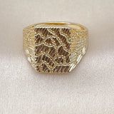 Oro Laminado Mens Ring, Gold Filled Style Diamond Cutting Finish, Golden Finish