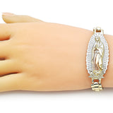 Oro Laminado Fancy Bracelet, Gold Filled Style Guadalupe Design, Diamond Cutting Finish, Tricolor