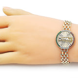 Oro Laminado Fancy Bracelet, Gold Filled Style San Judas and Bismark Design, with Multicolor Micro Pave, Polished, Golden Finish