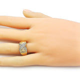 Oro Laminado Multi Stone Ring, Gold Filled Style with White Micro Pave, Polished, Golden Finish