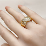 Oro Laminado Multi Stone Ring, Gold Filled Style with White Micro Pave, Polished, Golden Finish