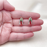 Oro Laminado Stud Earring, Gold Filled Style Guadalupe Design, Polished, Tricolor