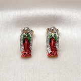 Oro Laminado Stud Earring, Gold Filled Style Guadalupe Design, Polished, Tricolor