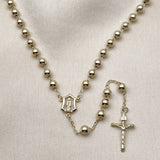 Oro Laminado Medium Rosary, Gold Filled Style Guadalupe and Crucifix Design, Polished, Golden Finish