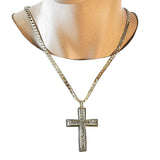 Oro Laminado Religious Pendant, Gold Filled Style Cross Design, Polished, Golden Finish