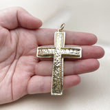 Oro Laminado Religious Pendant, Gold Filled Style Cross Design, Polished, Golden Finish
