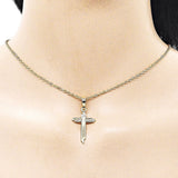 Oro Laminado Religious Pendant, Gold Filled Style Cross Design, Polished, Golden Finish