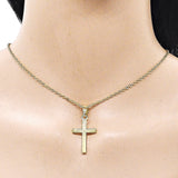 Oro Laminado Religious Pendant, Gold Filled Style Cross Design, Polished, Golden Finish