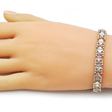 Oro Laminado Solid Bracelet, Gold Filled Style Star Design, Diamond Cutting Finish, Tricolor