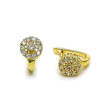 Oro Laminado Huggie Hoop, Gold Filled Style Cluster Design, with White Cubic Zirconia, Polished, Golden Finish
