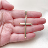 Oro Laminado Religious Pendant, Gold Filled Style Cross Design, Polished, Golden Finish