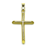 Oro Laminado Religious Pendant, Gold Filled Style Cross Design, Polished, Golden Finish