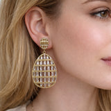 Oro Laminado Dangle Earring, Gold Filled Style Baguette Design, with White Cubic Zirconia, Polished, Golden Finish