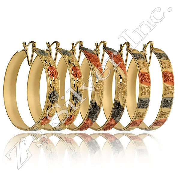 10MM DSGDD Gold, 3Tone or Silver Hoop Earrings
