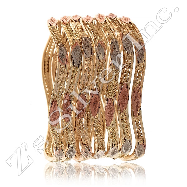 CPN77 -  3Tone Copper Bangle Bracelets