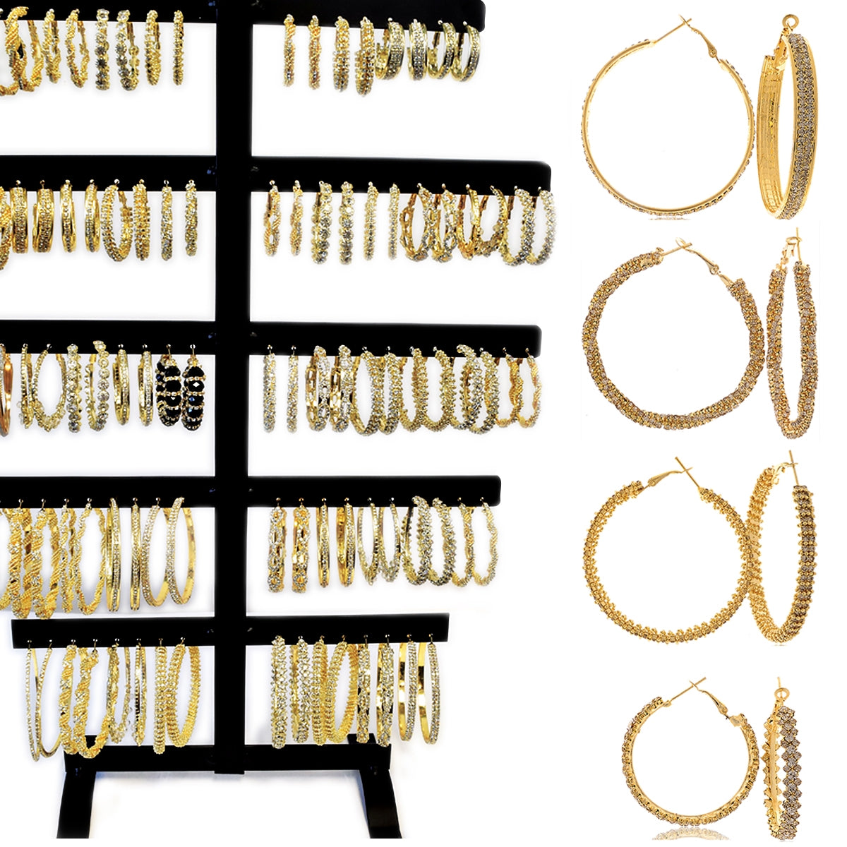 CZER -  Gold Filled CZ Hoop Earrings Display